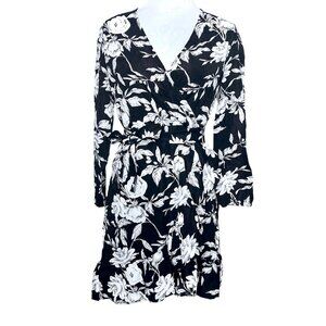NWOT Floral Print Black White Summer Dress Sz S